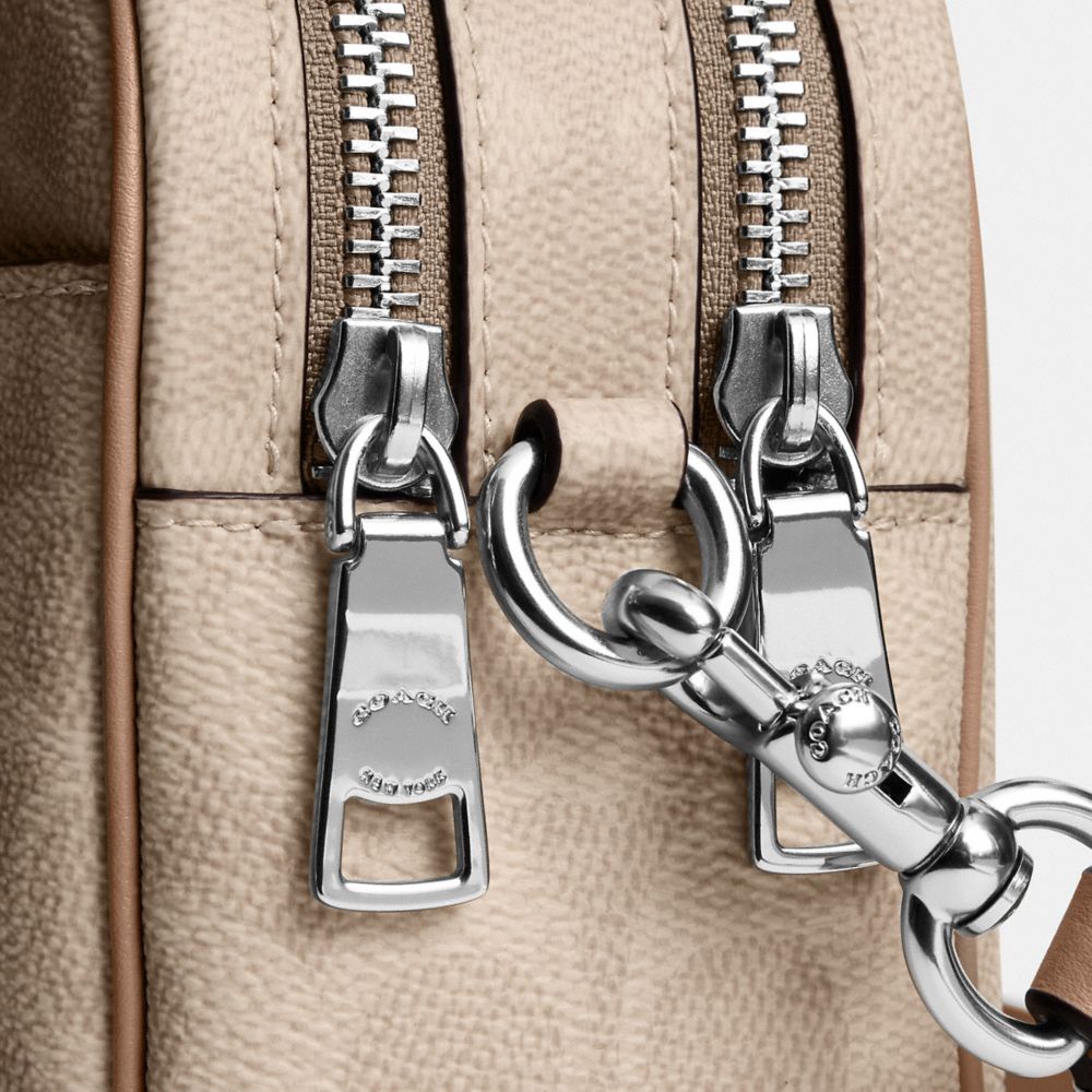 Coach Mini Carey Crossbody Bag In Signature Canvas Silver Sand Taupe