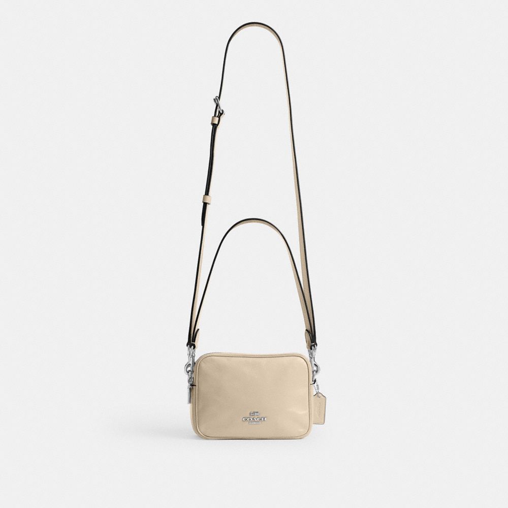 Coach Mini Carey Crossbody Bag Silver Ivory, worn