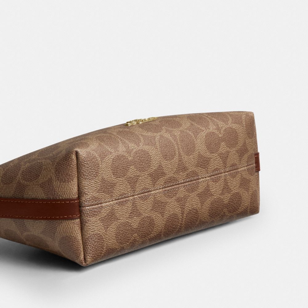Coach Caitlin Shoulder Bag In Signature Canvas Gold Tan Brown