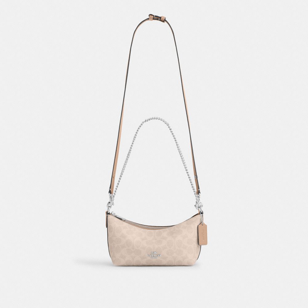 Coach Caitlin Shoulder Bag In Signature Canvas Silver Sand Taupe