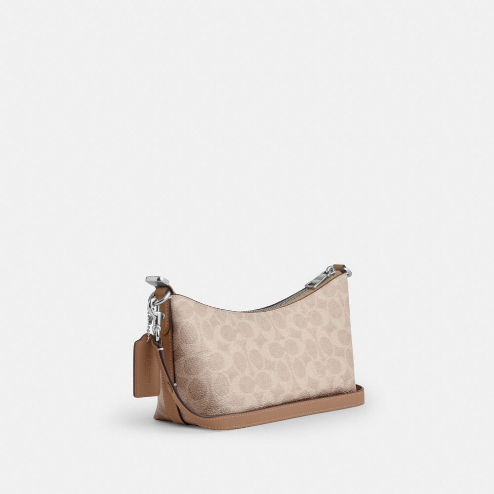 Coach Caitlin Shoulder Bag In Signature Canvas Silver Sand Taupe