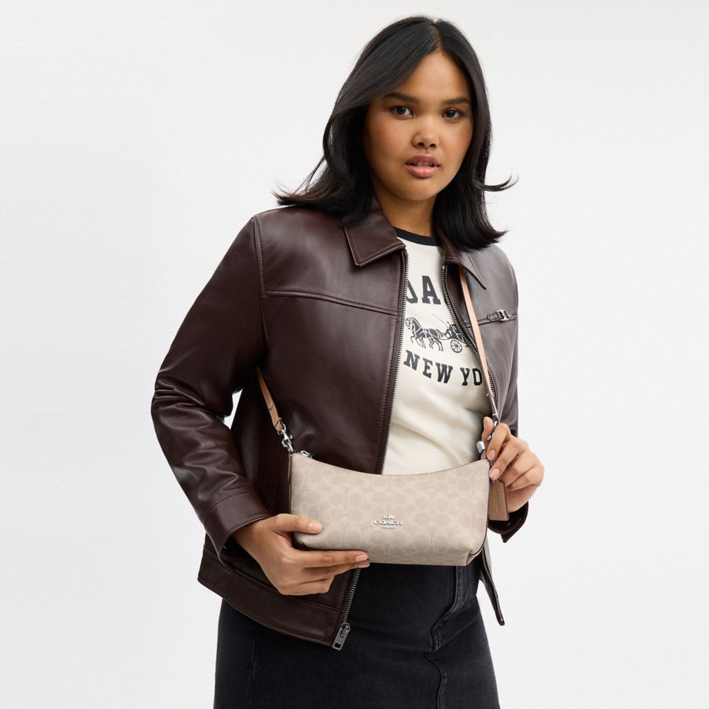 Coach Caitlin Shoulder Bag In Signature Canvas Silver Sand Taupe