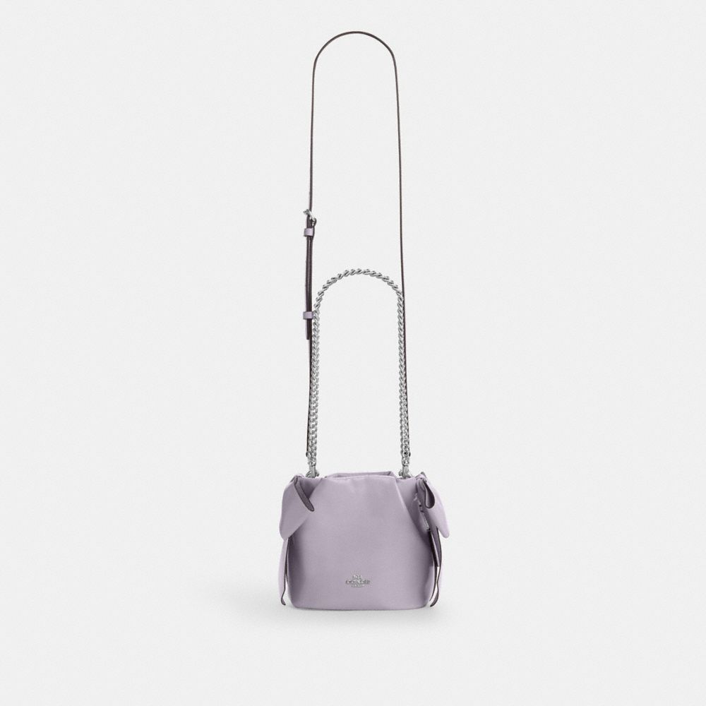 Coach Faye Mini Drawstring Bag With Bows Silver Light Amethyst