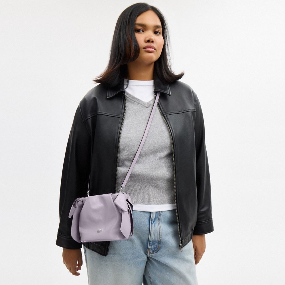 Coach Faye Mini Drawstring Bag With Bows Silver Light Amethyst