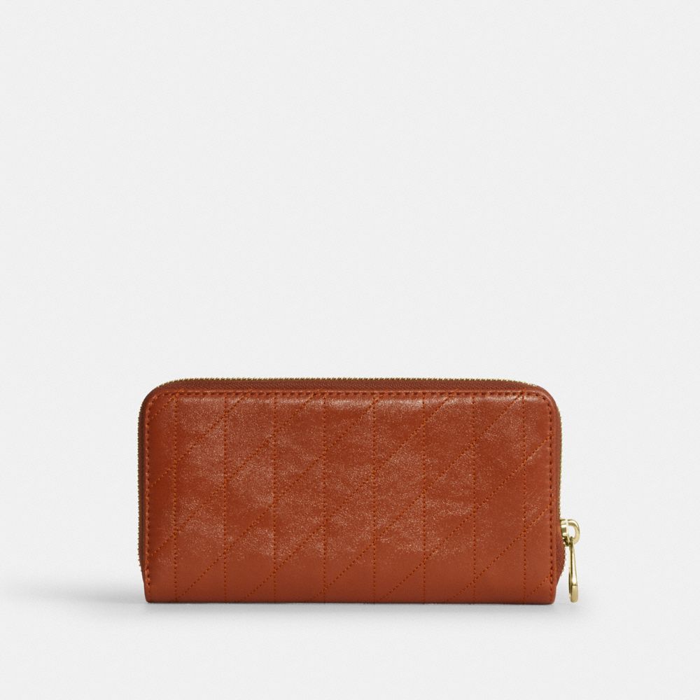 Coach Long Zip Around Wallet With Quilting Gold/Cinnamon