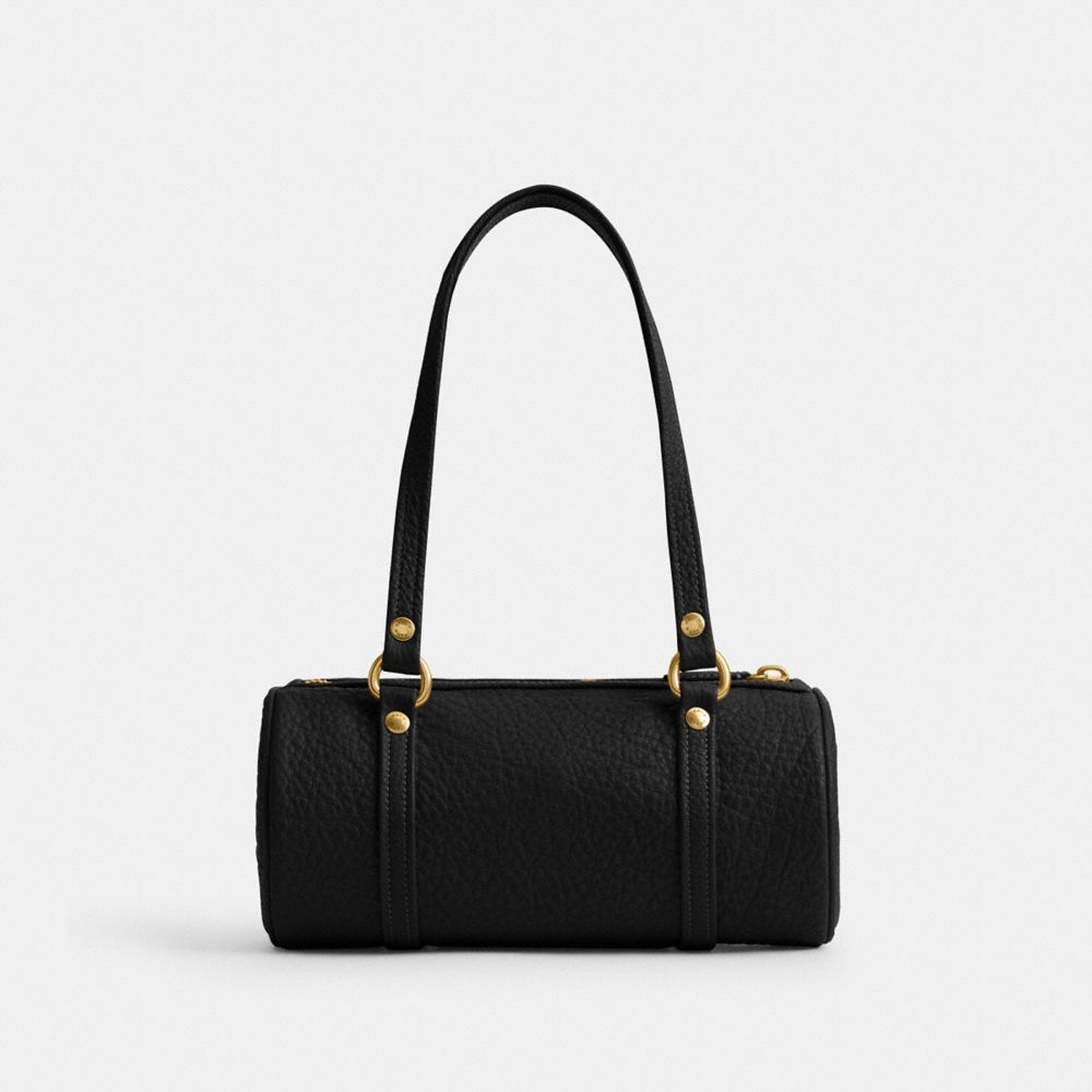Coach Kisslock Barrel Bag 28 Brass Black