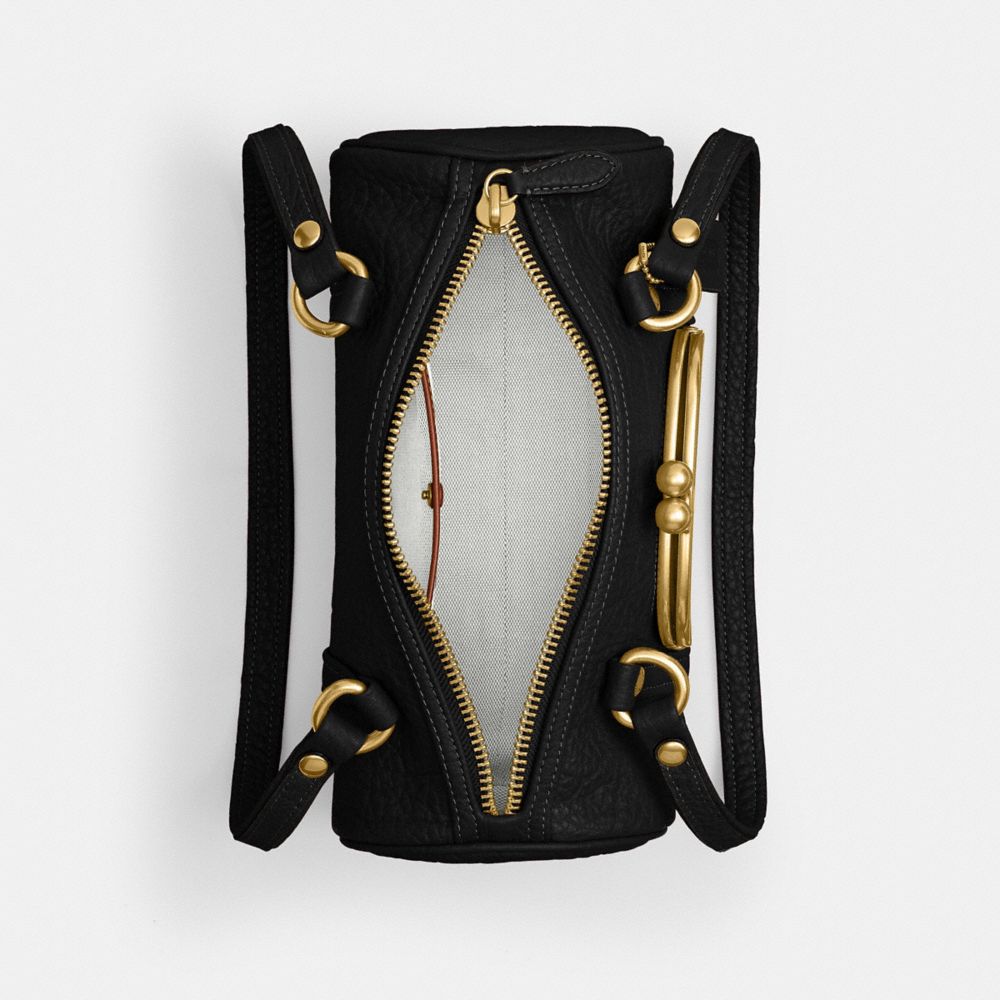 Coach Kisslock Barrel Bag 28 Brass Black