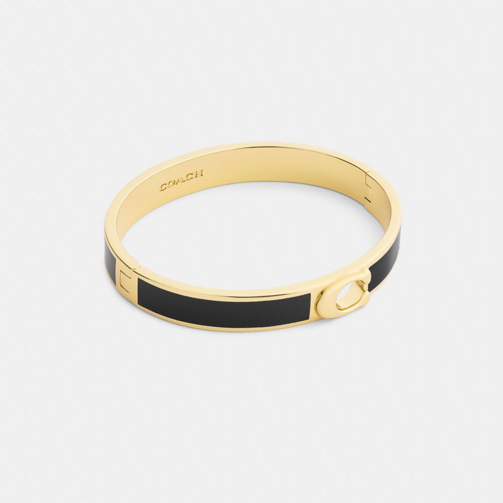 Coach C Hinged Bangle Gold Black