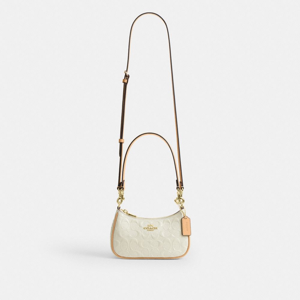 Coach Teri Mini Crossbody Bag In Signature Leather Gold Light Lemon