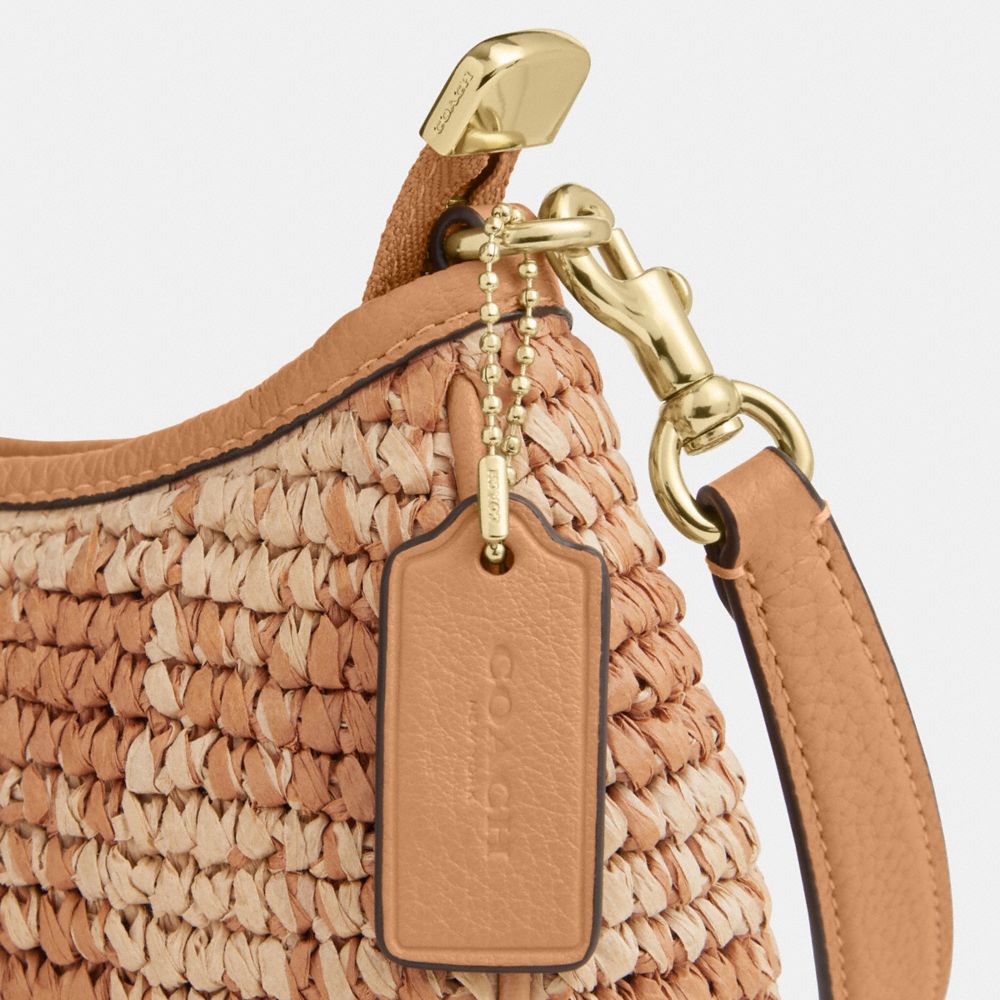 Coach Teri Mini Crossbody Bag With Gingham Print Gold Tan