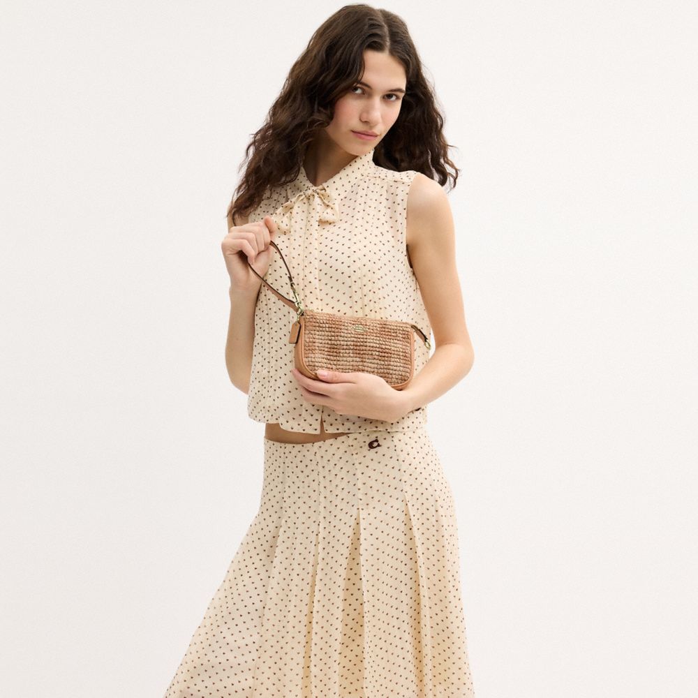 Coach Nolita 19 With Gingham Print Gold Tan
