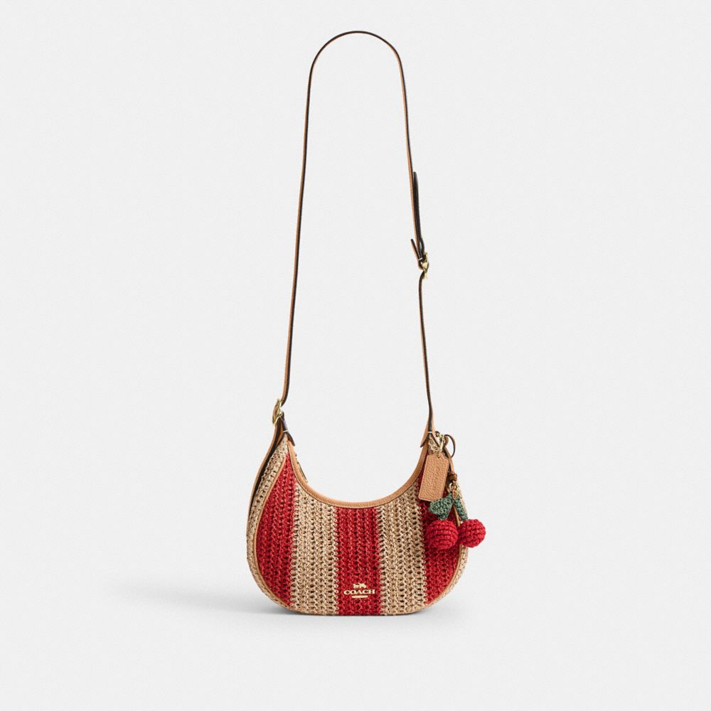 Coach Emily Shoulder Bag With Charm Gold Red Tan