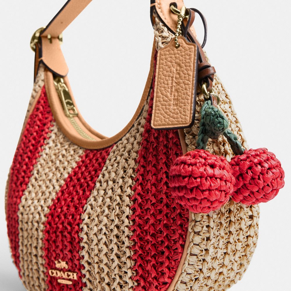 Coach Emily Shoulder Bag With Charm Gold Red Tan
