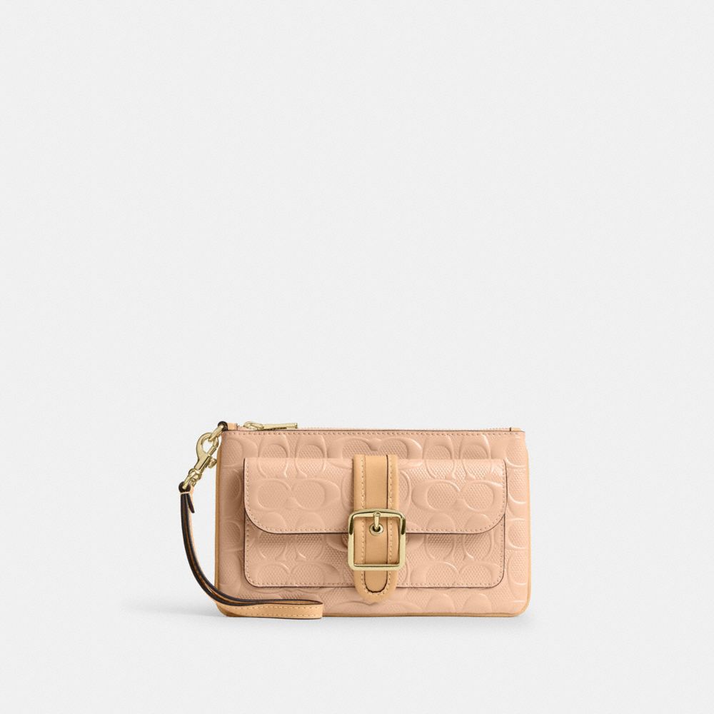 Coach Ashton Wristlet In Signature Leather Gold Faded Blush