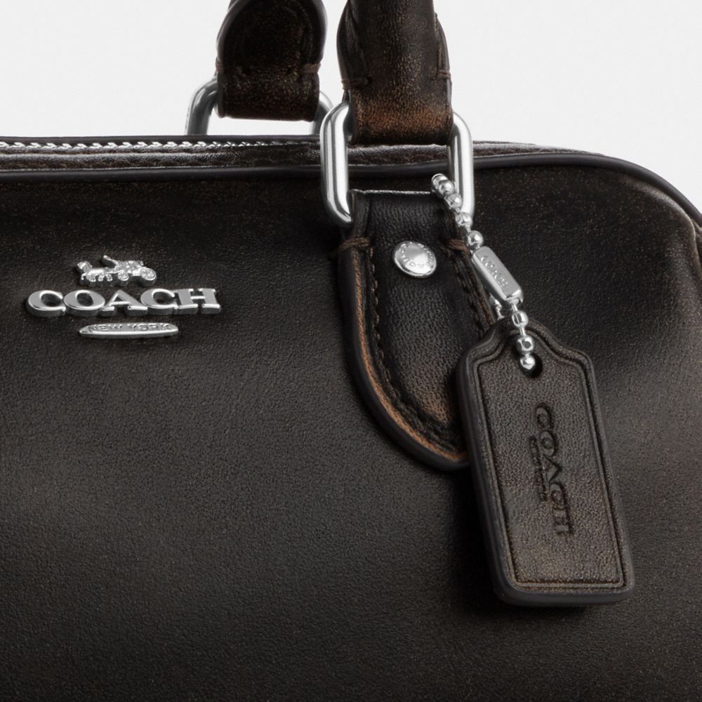 Coach Mini Rowan Crossbody Bag In Loved Leather Silver/Black Brown