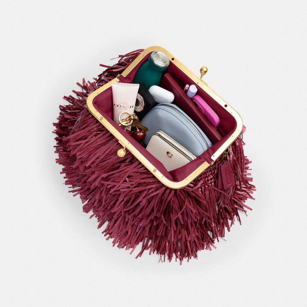 Coach Kisslock Frame Bag 27 Brass Dark Fuchsia