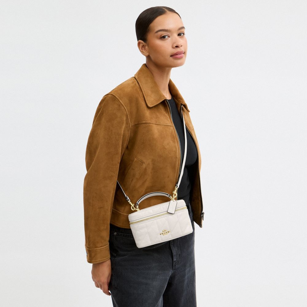 Coach Rainer Crossbody Bag 18 With Quilting Gold Chalk