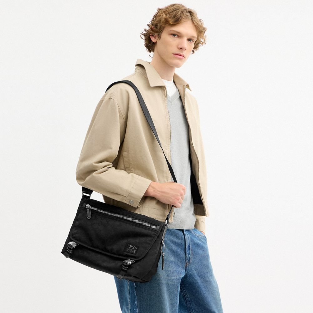 Coach Lane Messenger In Signature Nylon Black