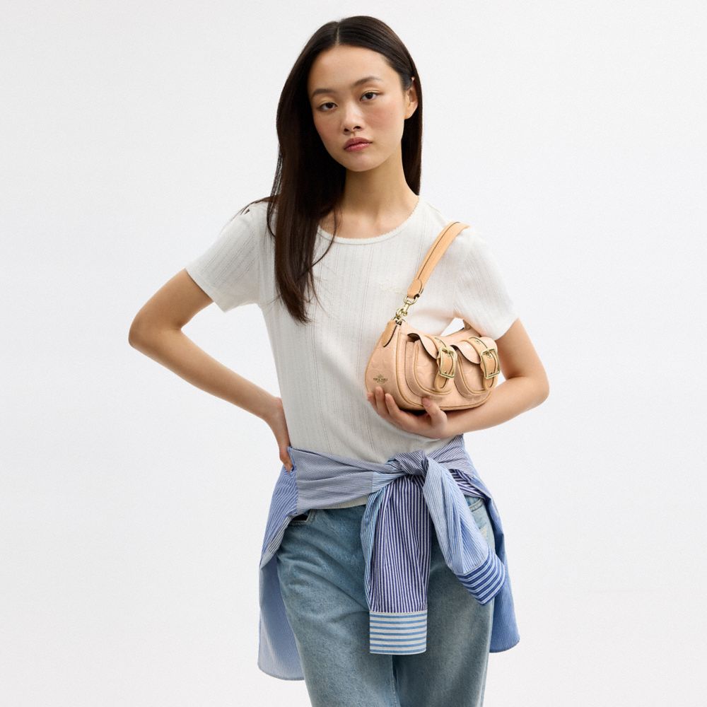 Coach Ashton Shoulder Bag In Signature Leather Gold Faded Blush
