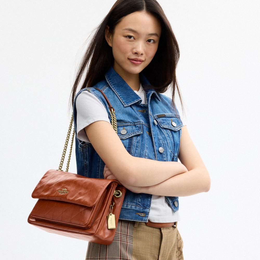 Coach Elodie Crossbody Bag With Quilting Gold Cinnamon