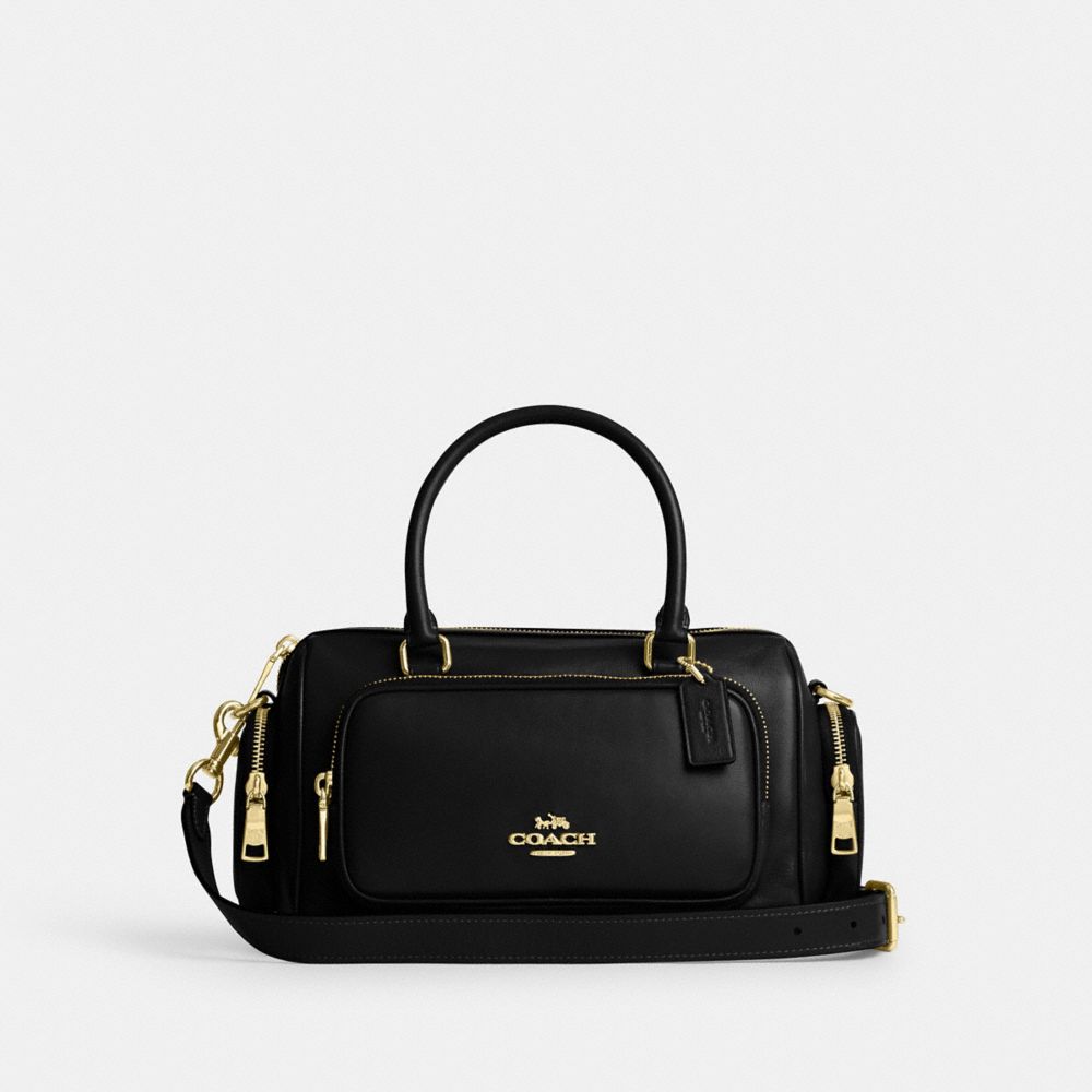 Coach Rowan Satchel Bag With Pockets Gold/Black