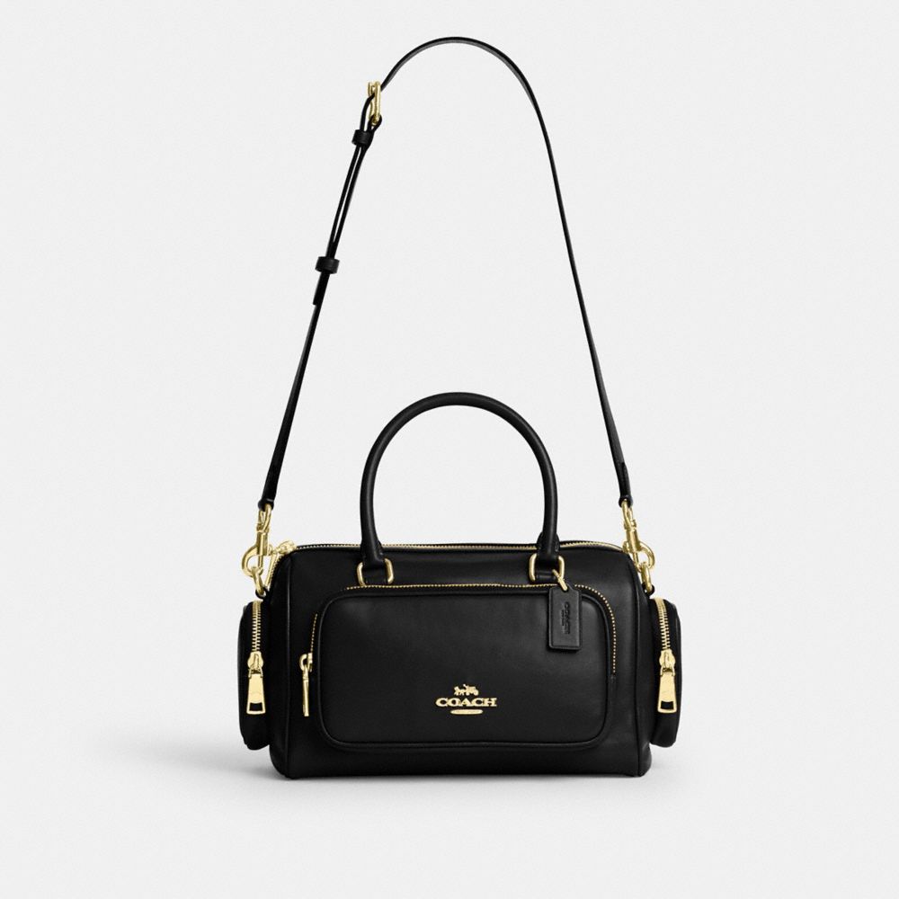 Coach Rowan Satchel Bag With Pockets Gold/Black
