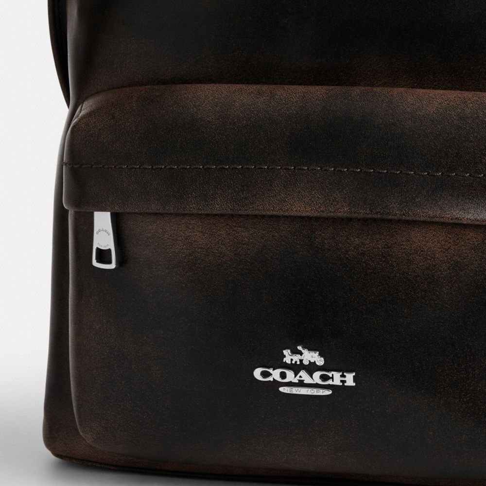 Coach Taylor Small Backpack In Loved Leather Silver/Black Brown