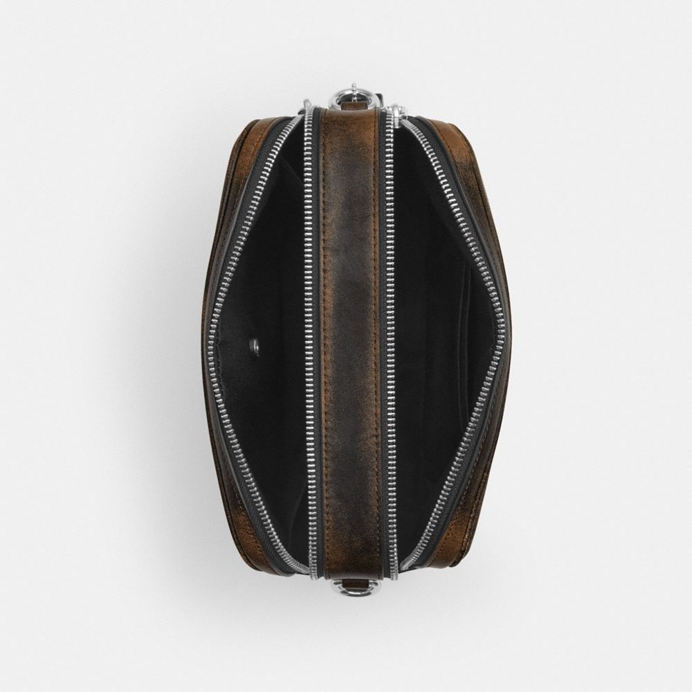 Coach Carey Crossbody Bag In Loved Leather Silver/Black Brown