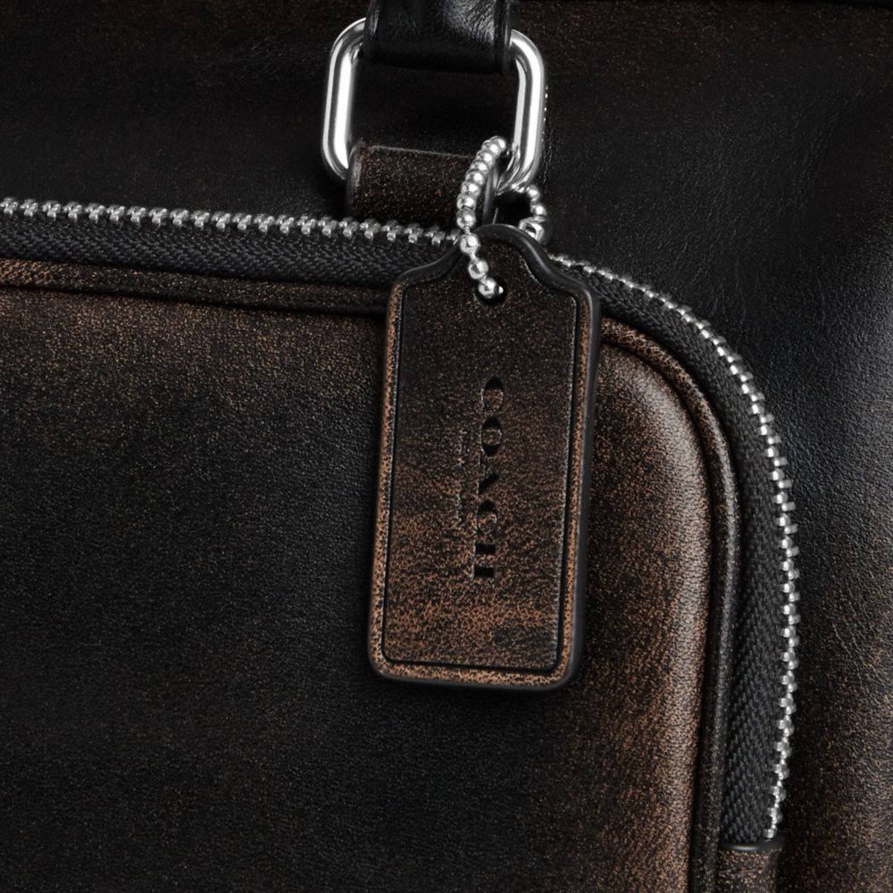 Coach Rowan Satchel Bag With Pockets In Loved Leather Silver/Black Brown