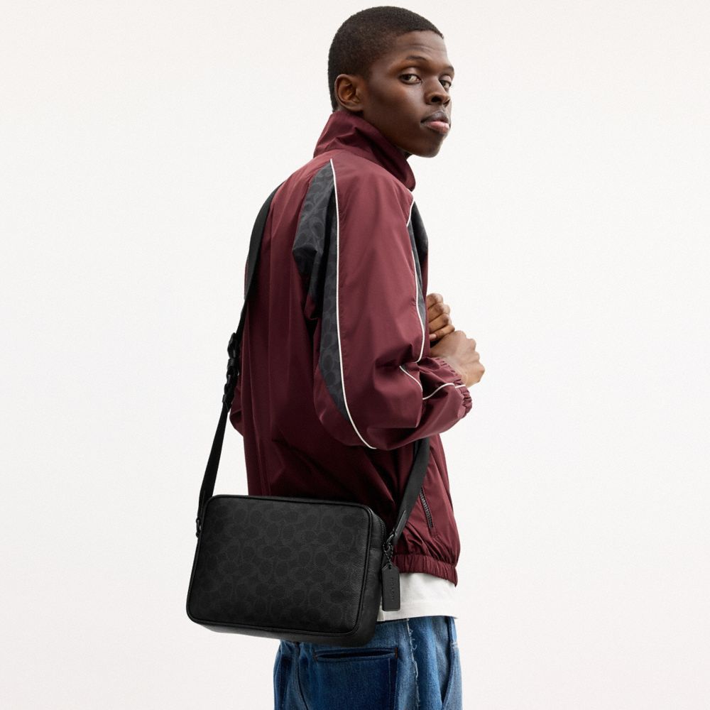 Coach Colton Crossbody Bag 25 In Signature Canvas Matte Black Black Signature