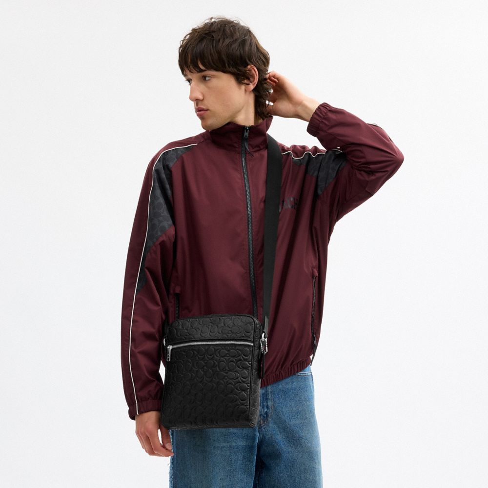 Coach Tristan Crossbody Bag 22 In Signature Leather Silver Black