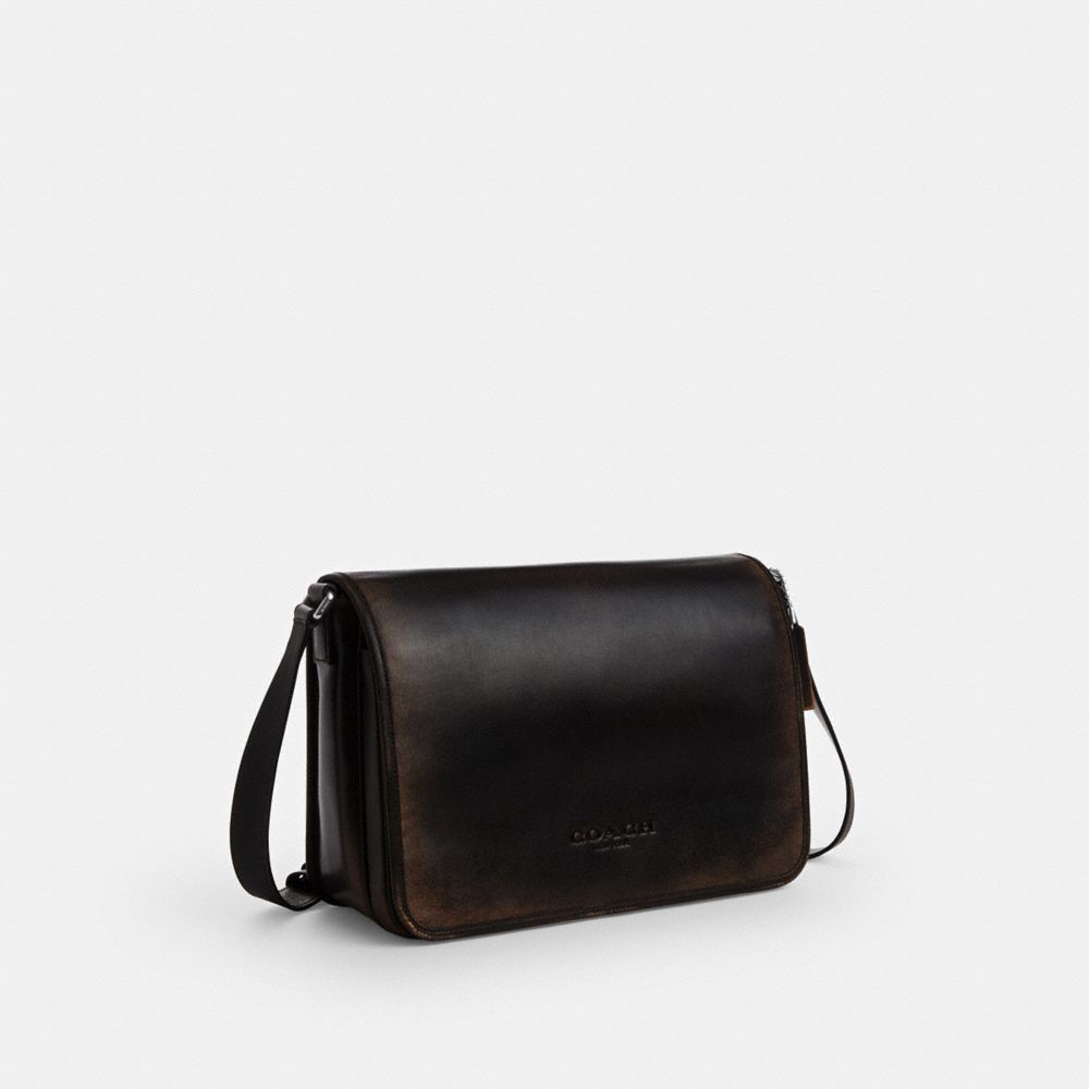 Coach Colby Messenger Bag 32 In Loved Leather Silver/Black Brown
