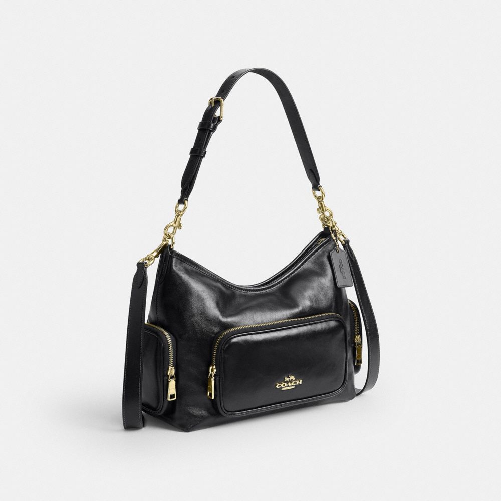 Coach Laurel Shoulder Bag With Pockets Gold/Black