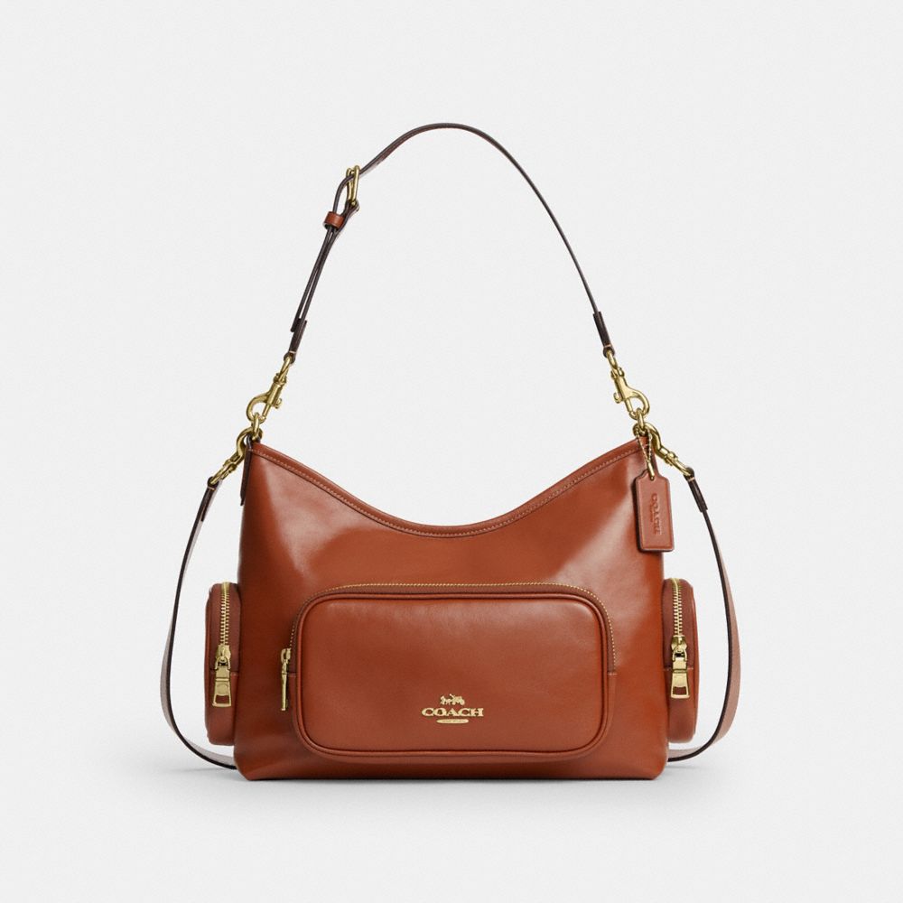 Coach Laurel Shoulder Bag With Pockets Gold/Cinnamon
