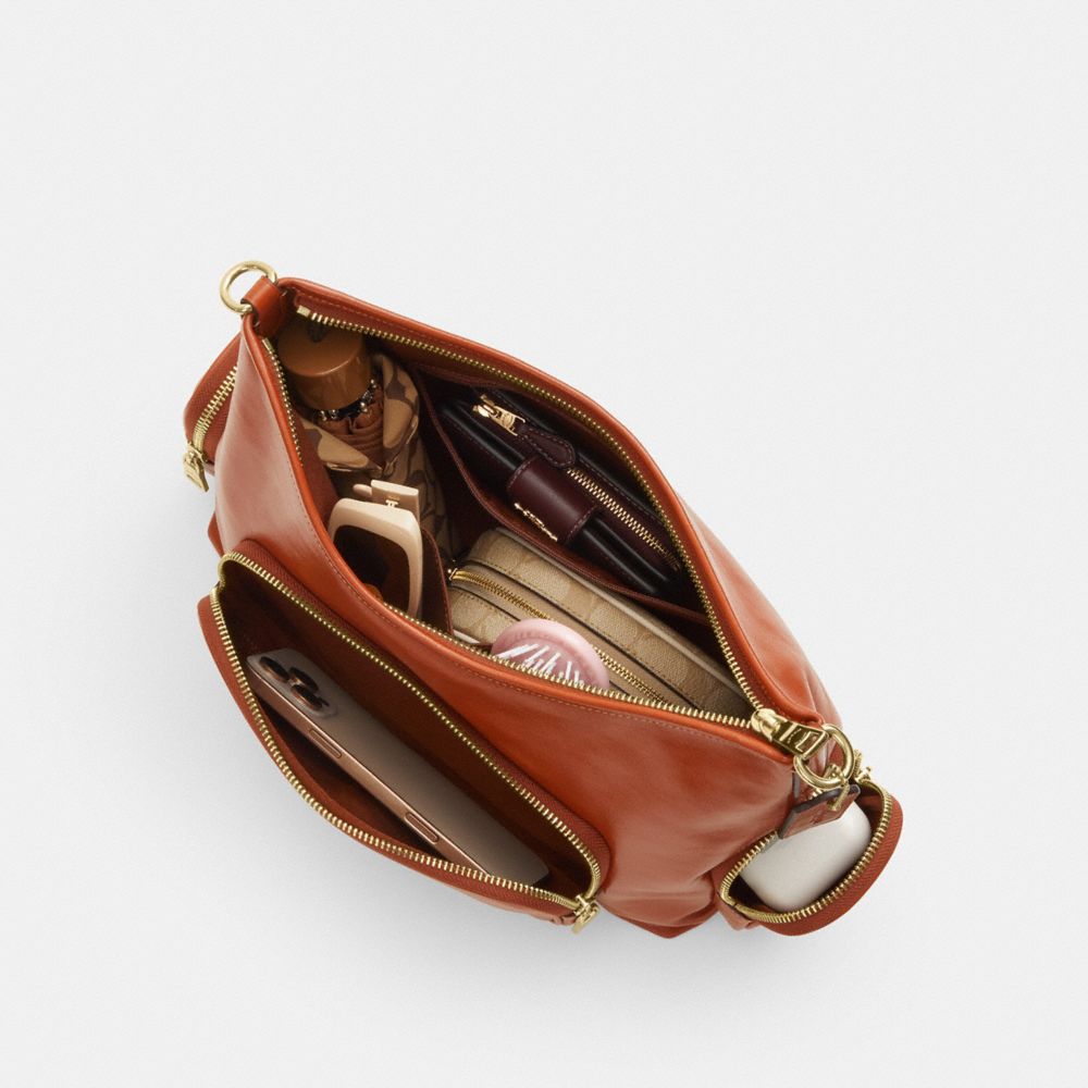 Coach Laurel Shoulder Bag With Pockets Gold/Cinnamon