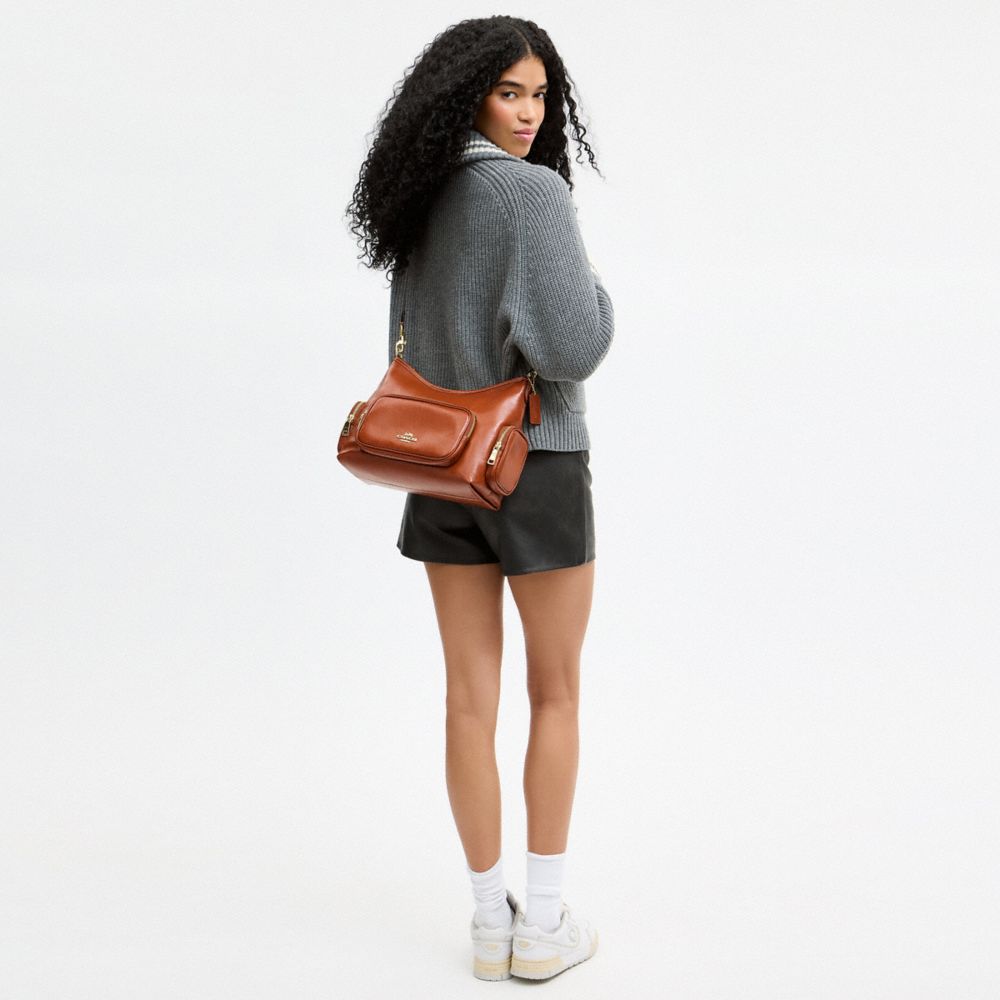 Coach Laurel Shoulder Bag With Pockets Gold/Cinnamon
