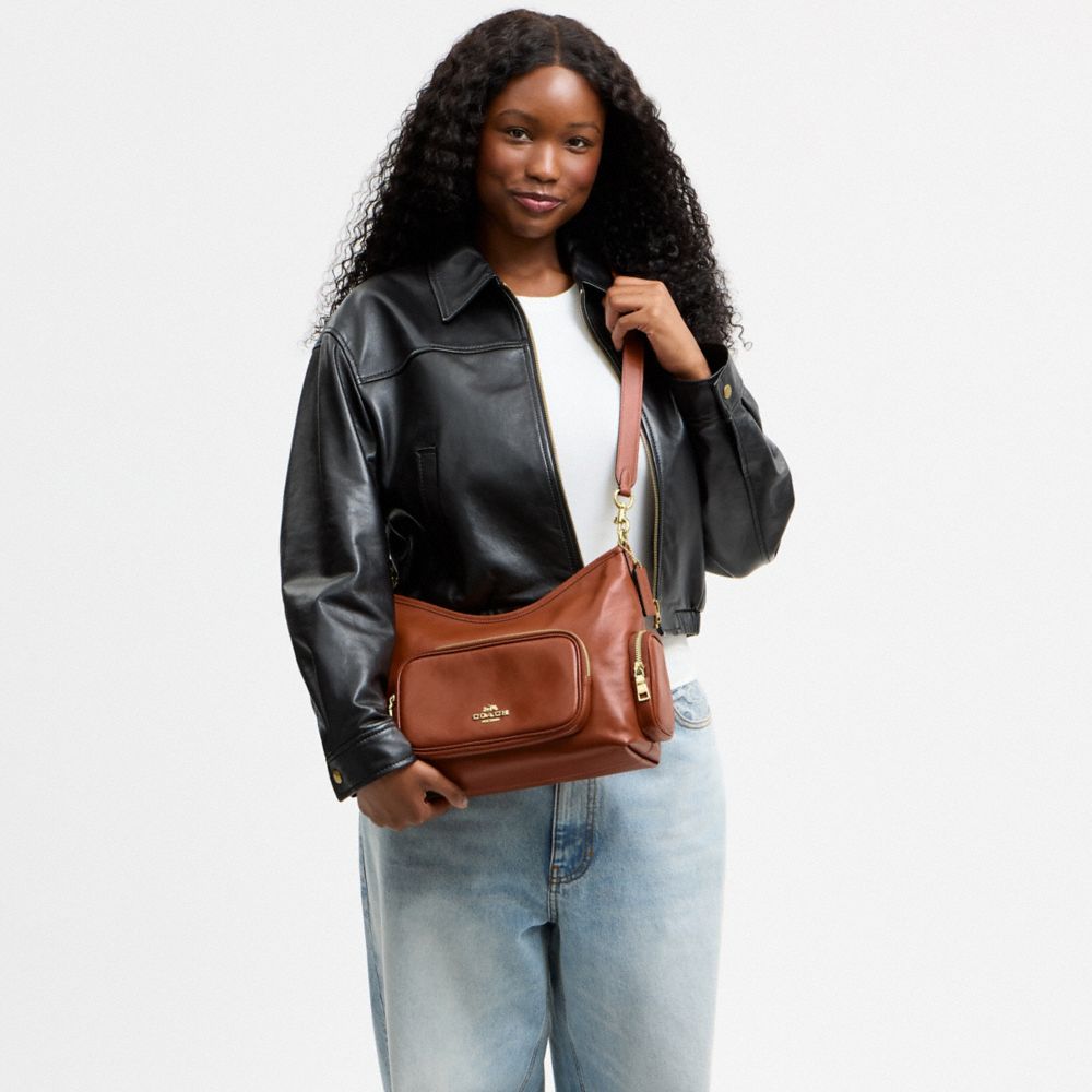 Coach Laurel Shoulder Bag With Pockets Gold/Cinnamon