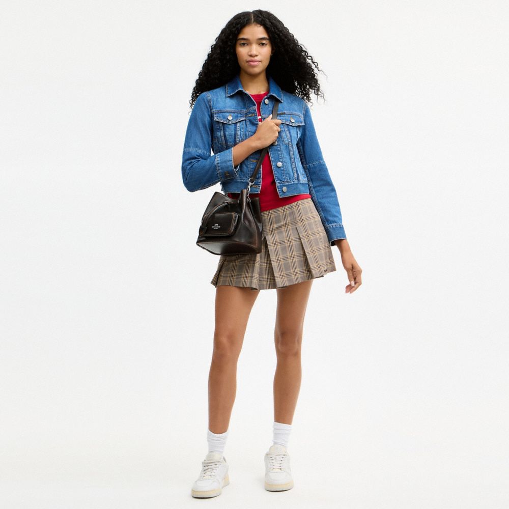 Coach Rowan Bucket Bag With Pocket In Loved Leather Silver/Black Brown