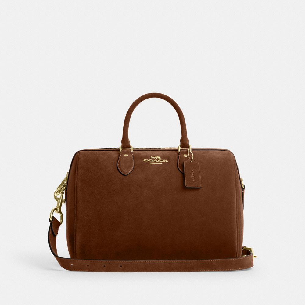 Coach Rowan Large Satchel Bag Gold/Warm Brown