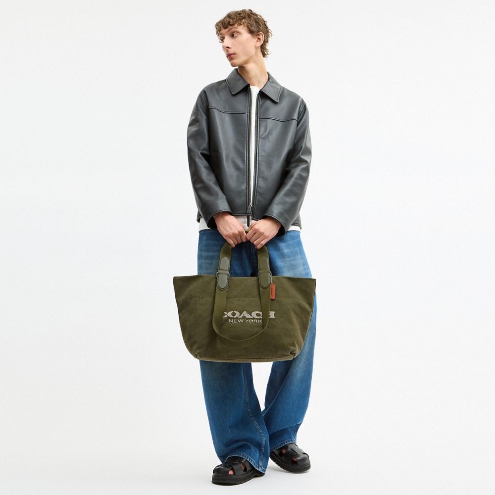 Coach Small Tour Tote Bag In Regenerative Cotton Silver/Olive