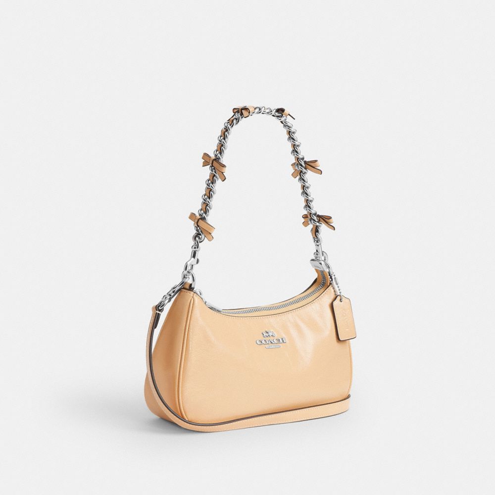 Coach Teri Shoulder Bag With Bows Silver Light Sand