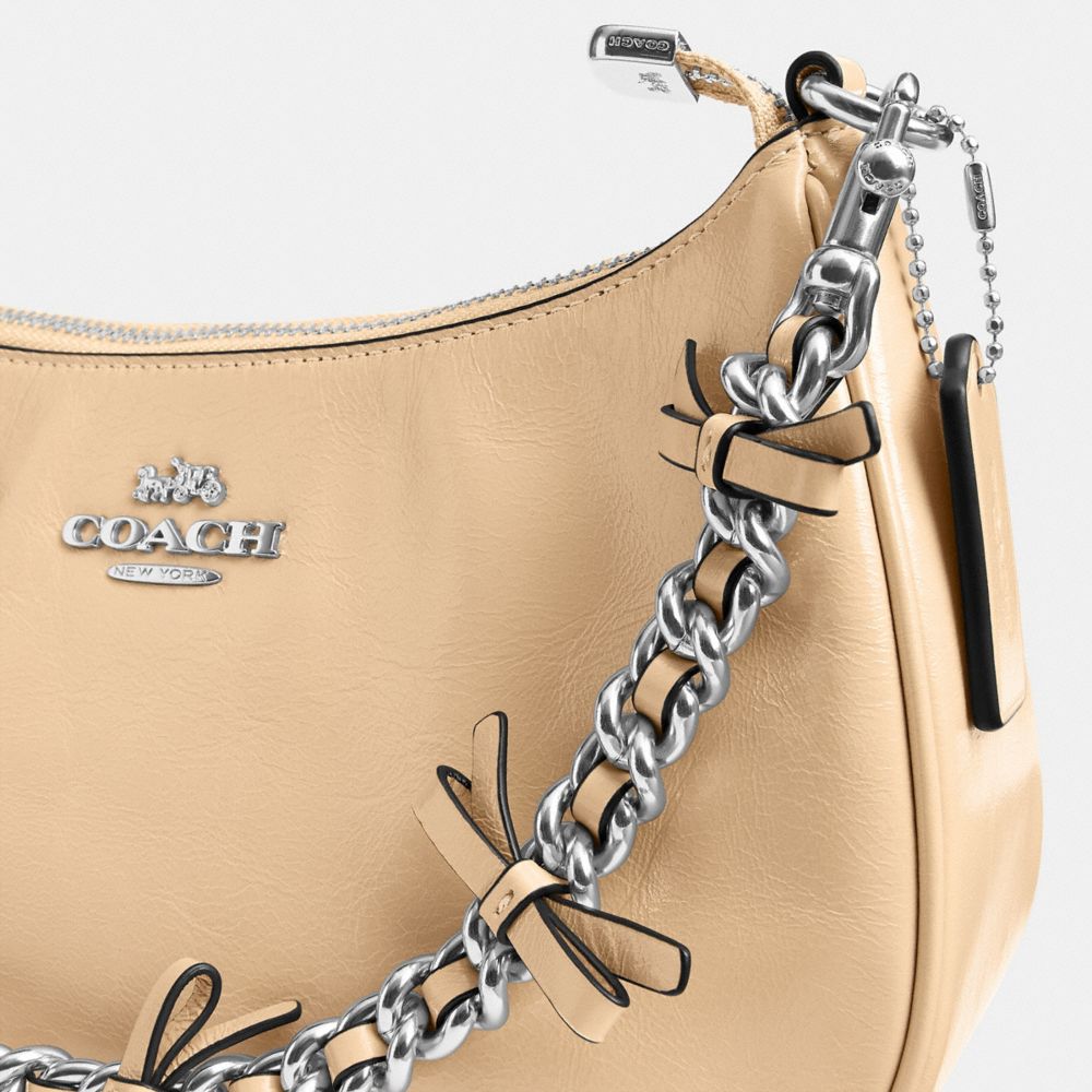 Coach Teri Shoulder Bag With Bows Silver Light Sand