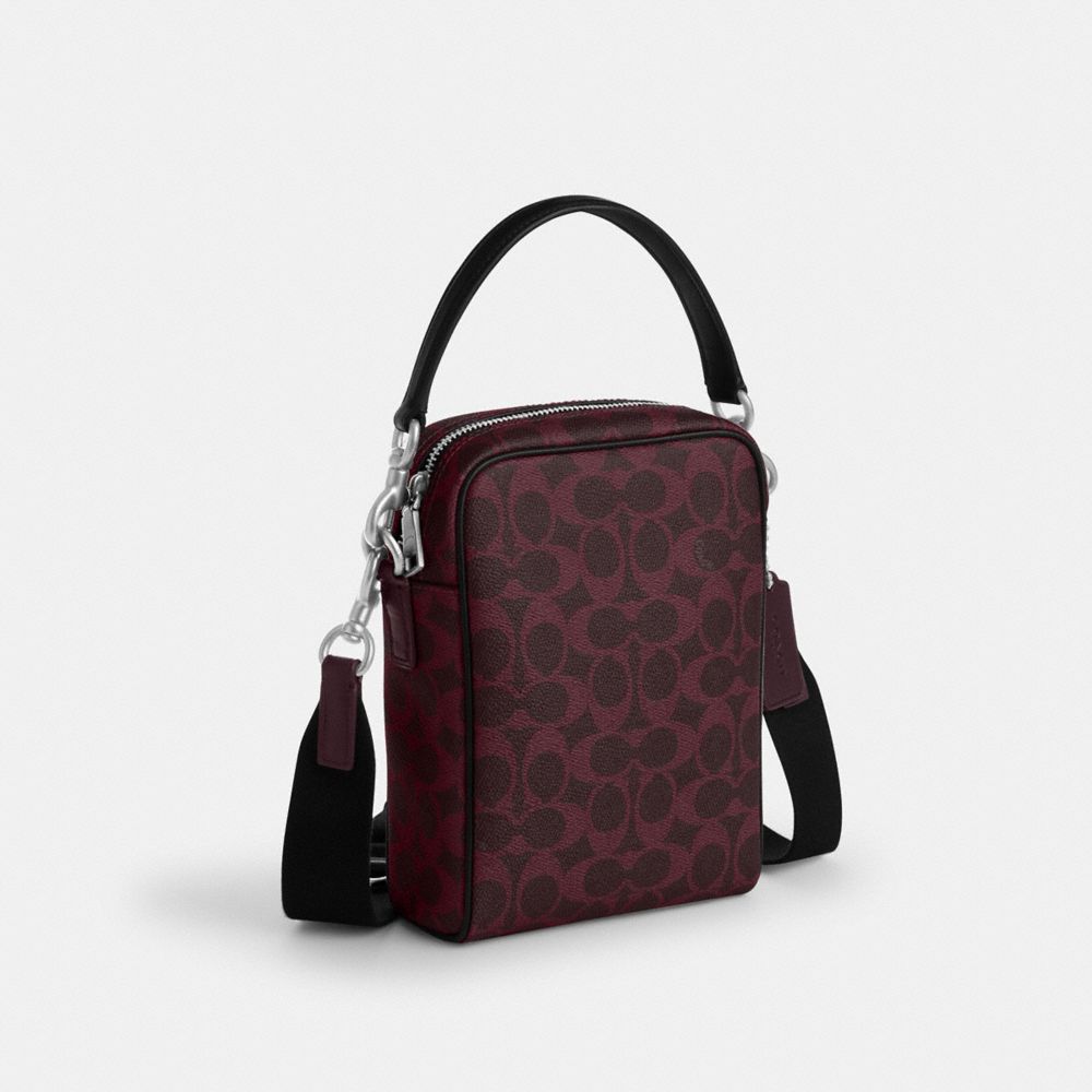 Coach Tristan Crossbody Bag 14 In Signature Canvas Sv/Black Currant