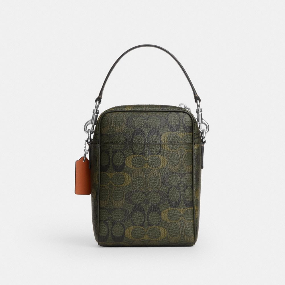 Coach Tristan Crossbody Bag 14 In Signature Camo Print Silver/Green
