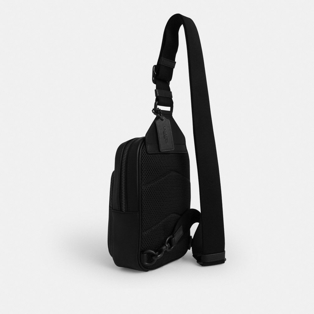Coach Racer Sling Pack In Signature Canvas Matte Black Black Signature
