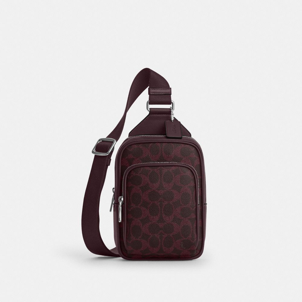 Coach Racer Sling Pack In Signature Canvas Sv/Black Currant