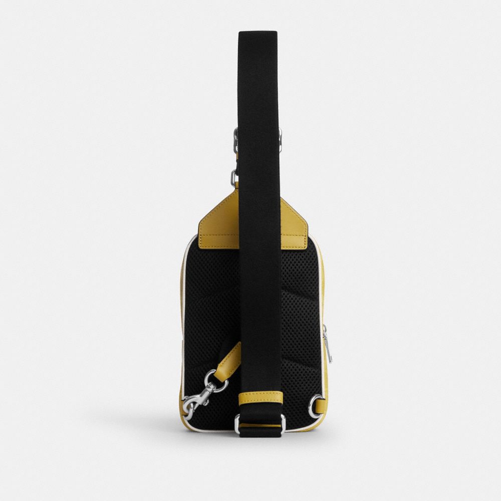Coach Racer Sling Pack In Signature Canvas Silver Light Citron