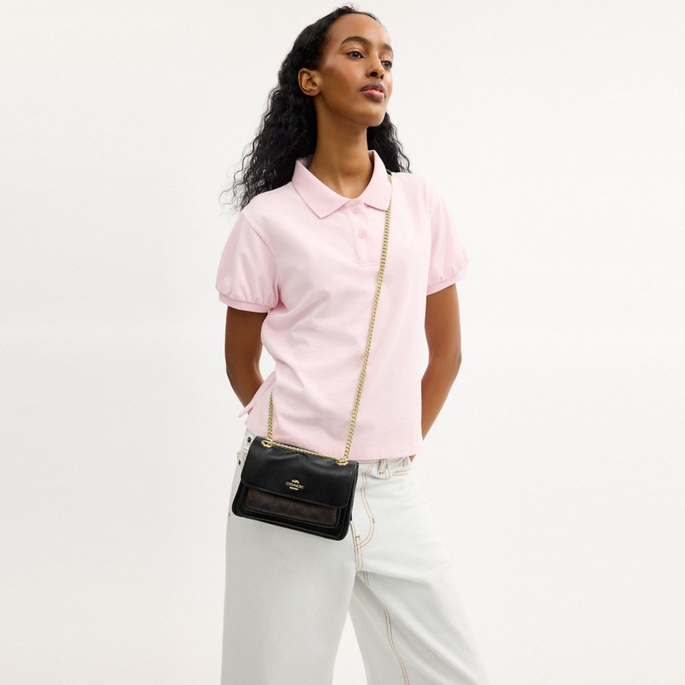 Coach Elodie Crossbody Bag 18 In Signature Canvas Gold Walnut Black