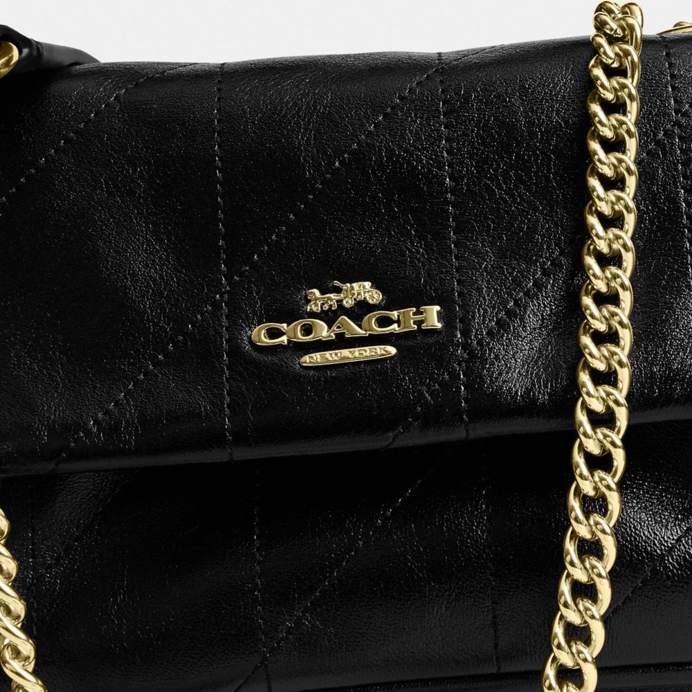 Coach Elodie Crossbody Bag 18 With Quilting Gold Black
