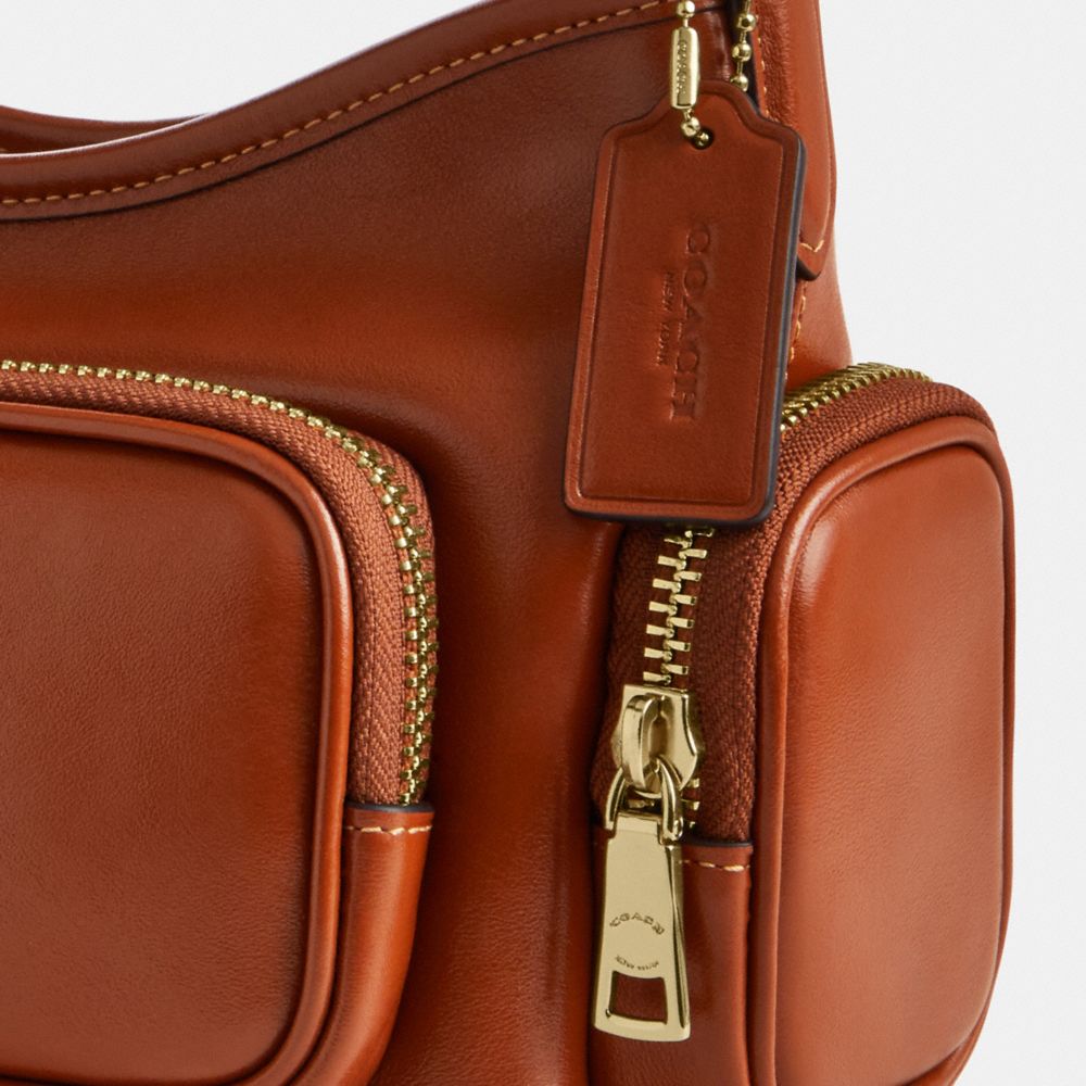 Coach Laurel Shoulder Bag 22 With Pockets Gold/Cinnamon